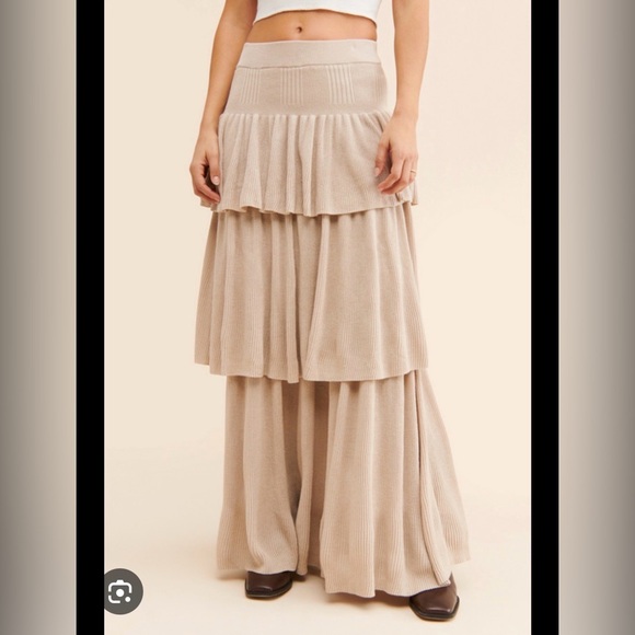 Free People Ruffle Knit Maxi, Size Small - Picture 2 of 6